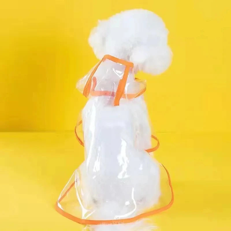 I YAN transparent waterproof raincoat for small dogs, hooded PVC puppy rain poncho with soft, durable material.