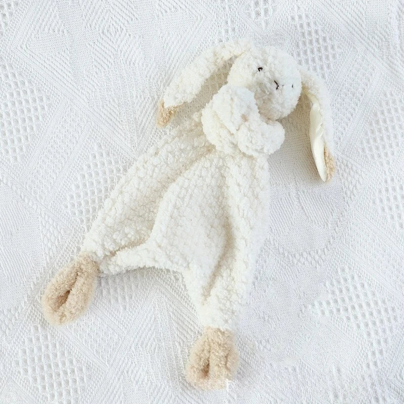 Organic cotton baby burp cloth with embroidered cute rabbit and personalized name, soft and soothing for newborns by I YAN.