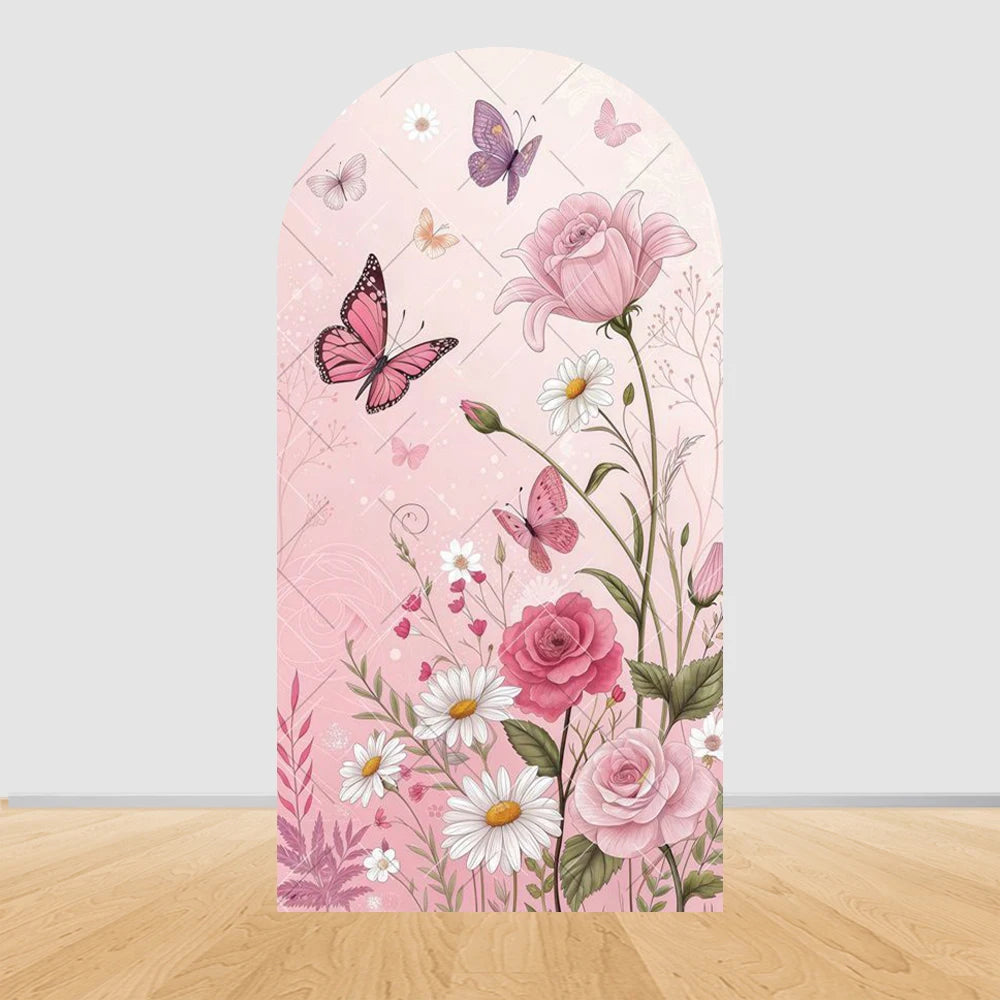Fairy Arch Photography Backdrop Cover Girls Birthday Baby Shower Floral Butterfly Arched Background Party Decor Photo Studio
