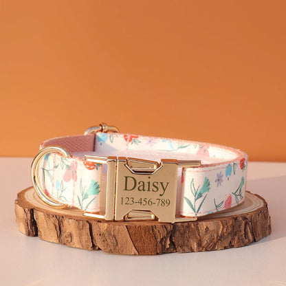 Personalized I YAN dog collar with engraved ID tag for small to large dogs, featuring customizable name and contact details.
