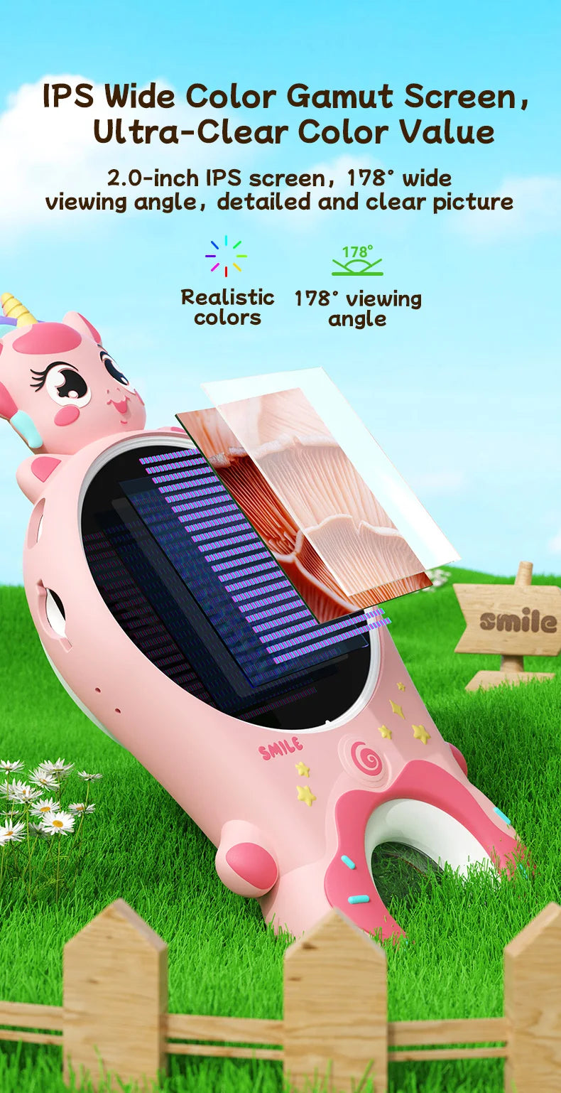 Mini Kids Optical Microscope 500x Magnification 200MP Camera Lens with Photo And Video Function Silicone Cover  Children's Gift