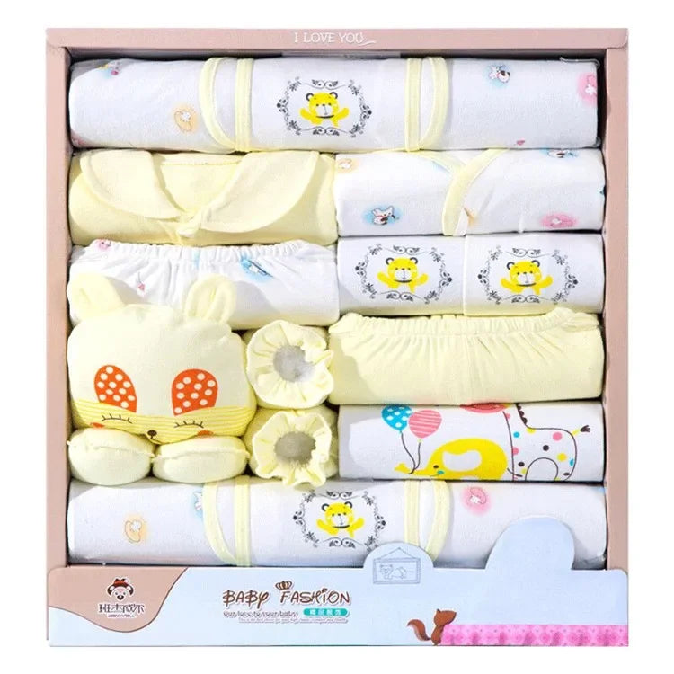 18-Piece Newborn Baby Gift Set – 100% Cotton Layette Box for Boys & Girls - I YAN