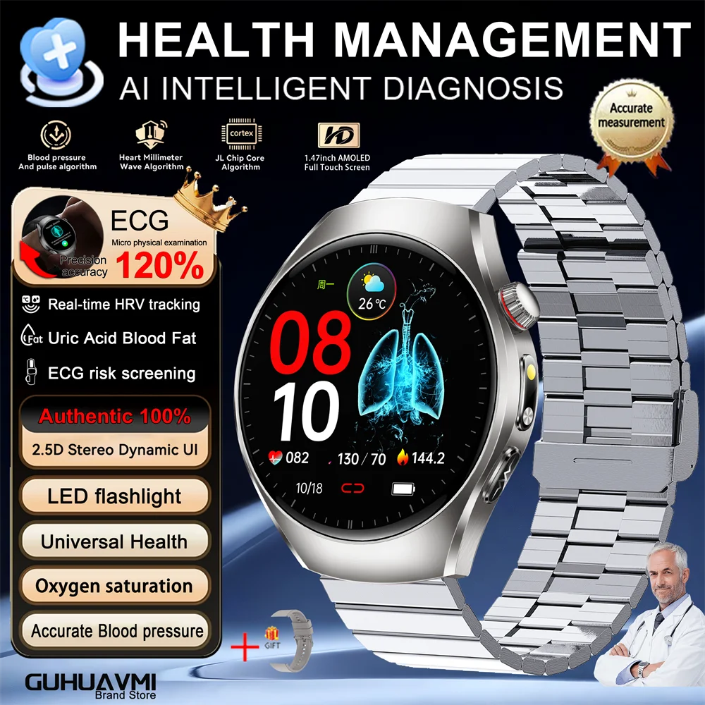 2026 New Nursing Grade Body Analysis Smart Watch  ECG Blood Lipid Uric Acid Body Fat Sport IP68 Voice Call SmartWatch Man Women