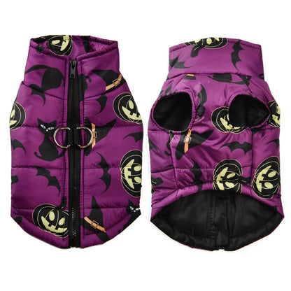 Halloween Pet Dog Costume Winter Warm Clothes For Small Medium Dogs Cat Funny Pumpkin Print Jacket Puppy Vest Coat Festival Gift