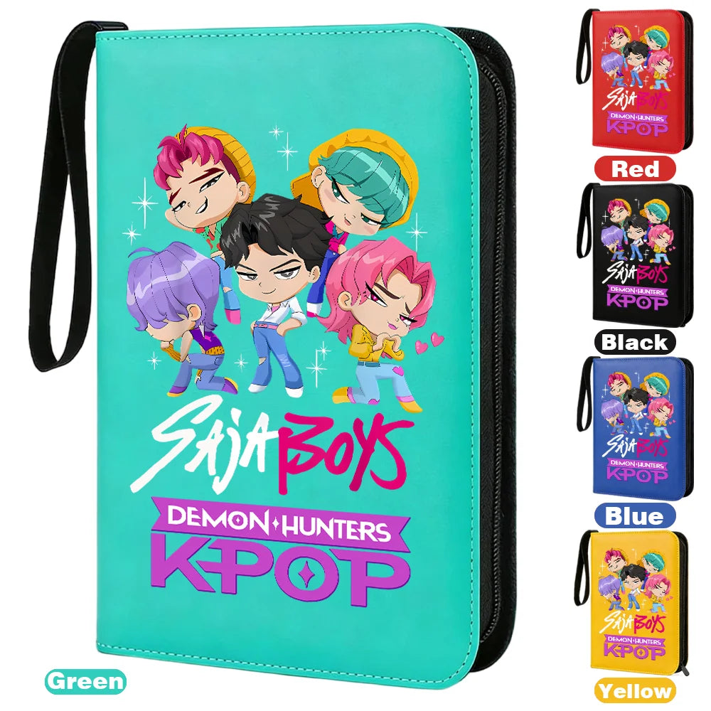 I YAN Demon Hunters Card Album Binder with 400 pockets, PU zipper holder for storing and organizing trading cards.