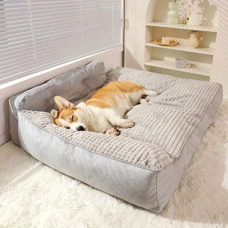 Soft, washable I YAN cat and small dog bed with non-slip base, warm winter cushion, perfect for cozy indoor pet sleeping.