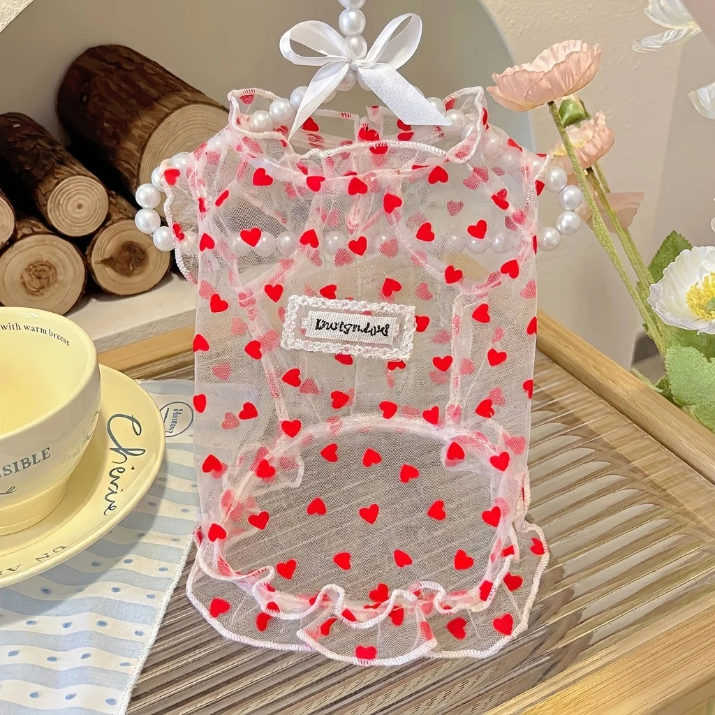 Colorful summer floral mesh dog and cat shirt from I YAN, lightweight breathable pet vest with cute flower print for small dogs and cats.