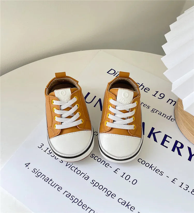 Spring/Autumn Baby Shoes Leather Toddler Boys Barefoot Shoe Soft Sole Girls Outdoor Tennis Fashion Little Kids Sneakers