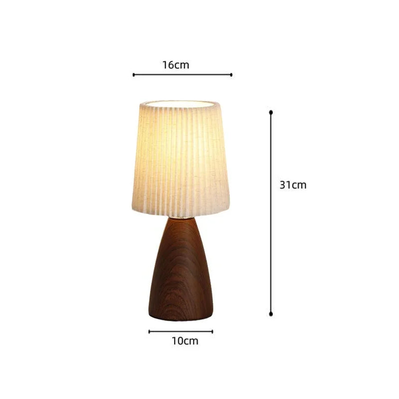 Retro LED Table Lamp Bedroom Fabric Pleated USB Study For Home Room Decor Desktop Decorative Ambiance Bedrooms LED Bedside Lamps