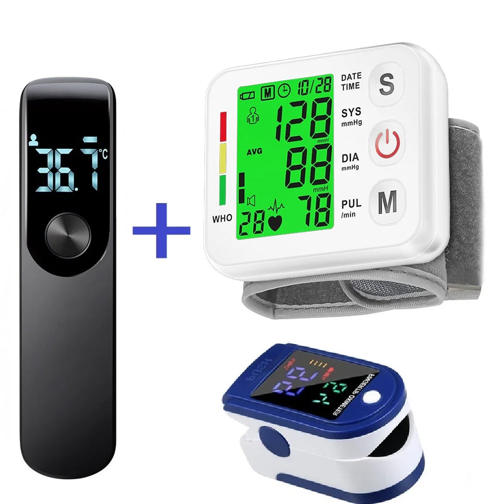 Blood Pressure Digital Wrist Blood Pressure Monitor Medical Upper Automatic Tonometer Meter Pulse Oximeter Forehead thermometer