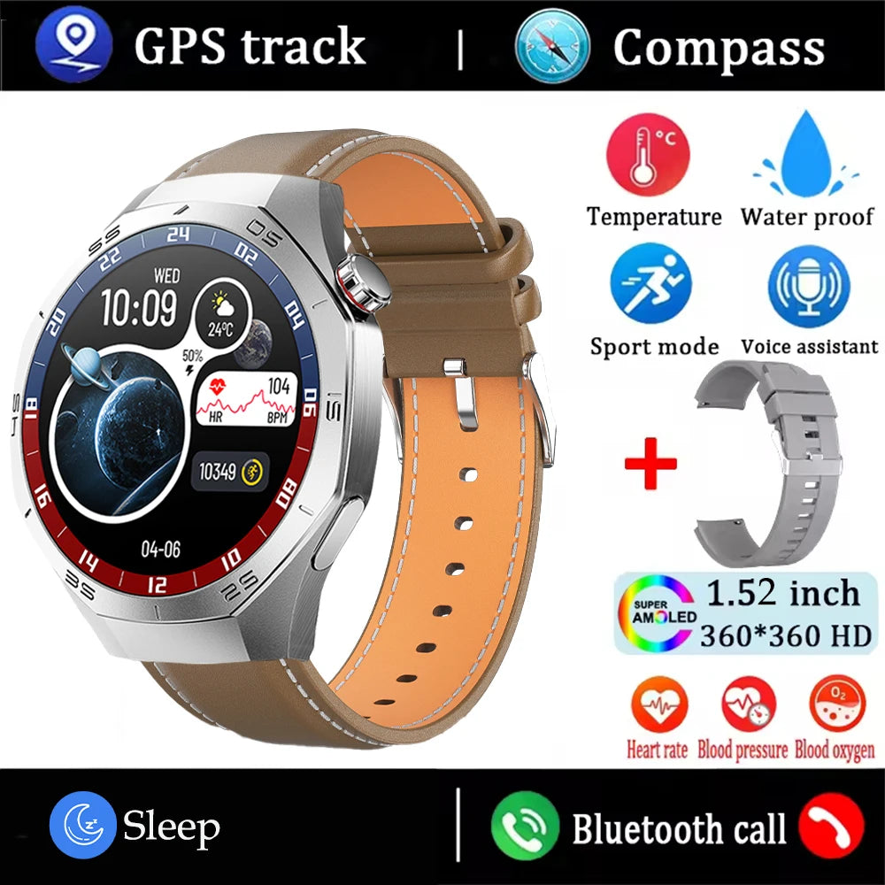 Android and ios Smart Watch Men AMOLED Screen GPS Motion trajectory Heart Rate Bluetooth Calls SmartWatch Waterproof