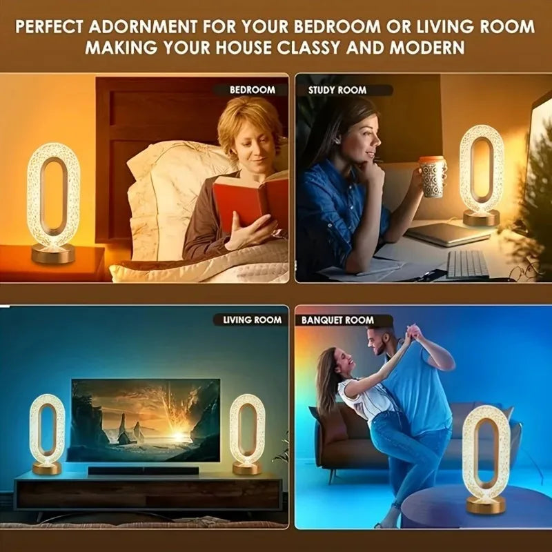 3D Crystal Touch Control LED Night Light for Kids Bedroom - USB Rechargeable Color Changing Square Star Moon Shapes Lamp