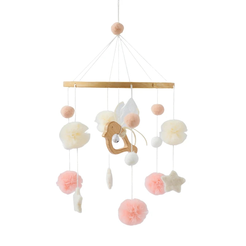 Hot Air Balloon Wooden Baby Crib Mobile – Musical Bed Bell & Rattles for Newborns 0–12M - I YAN