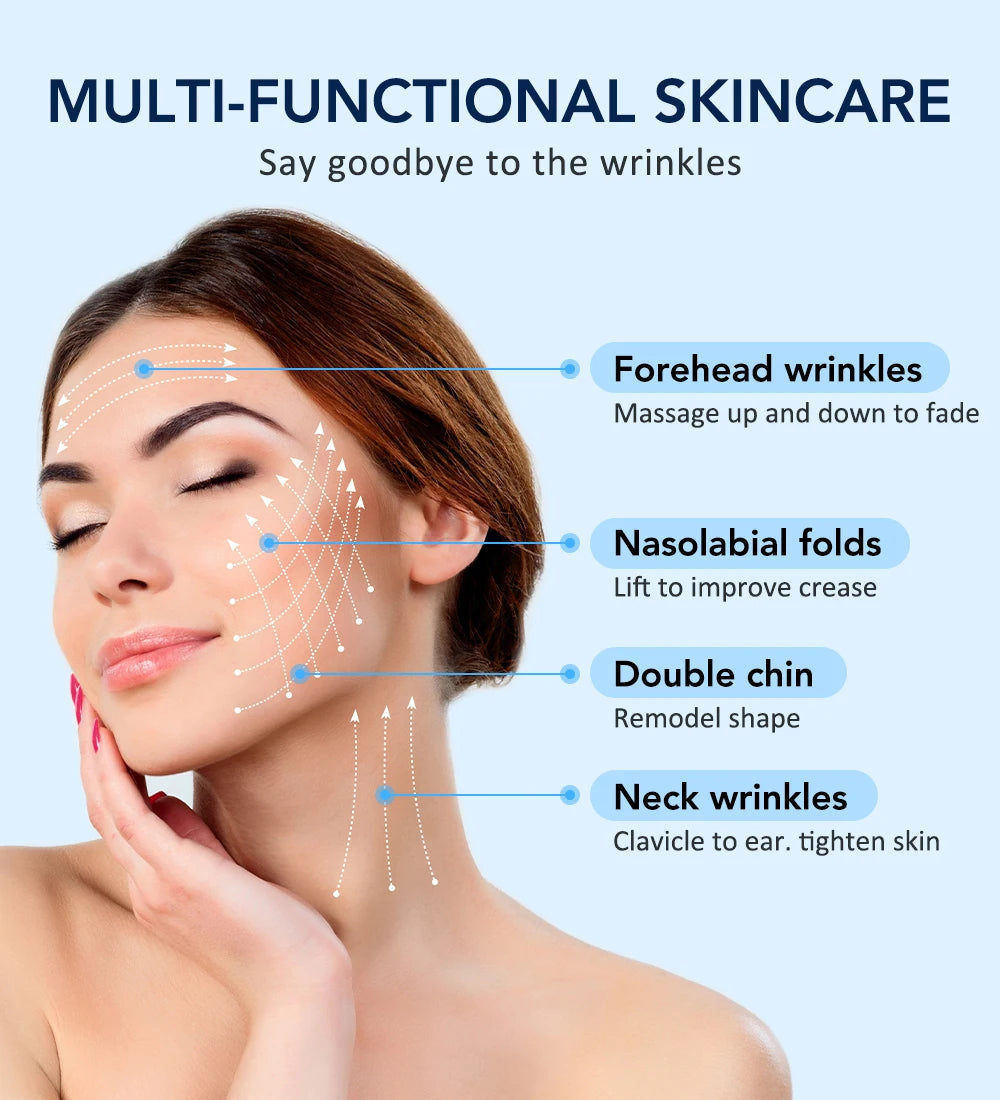 Neck Massager EMS Facial Lift 7 Light Modes Electric Skin Tightening Device LED Photon Therapy Beauty Instrument Anti Wrinkle