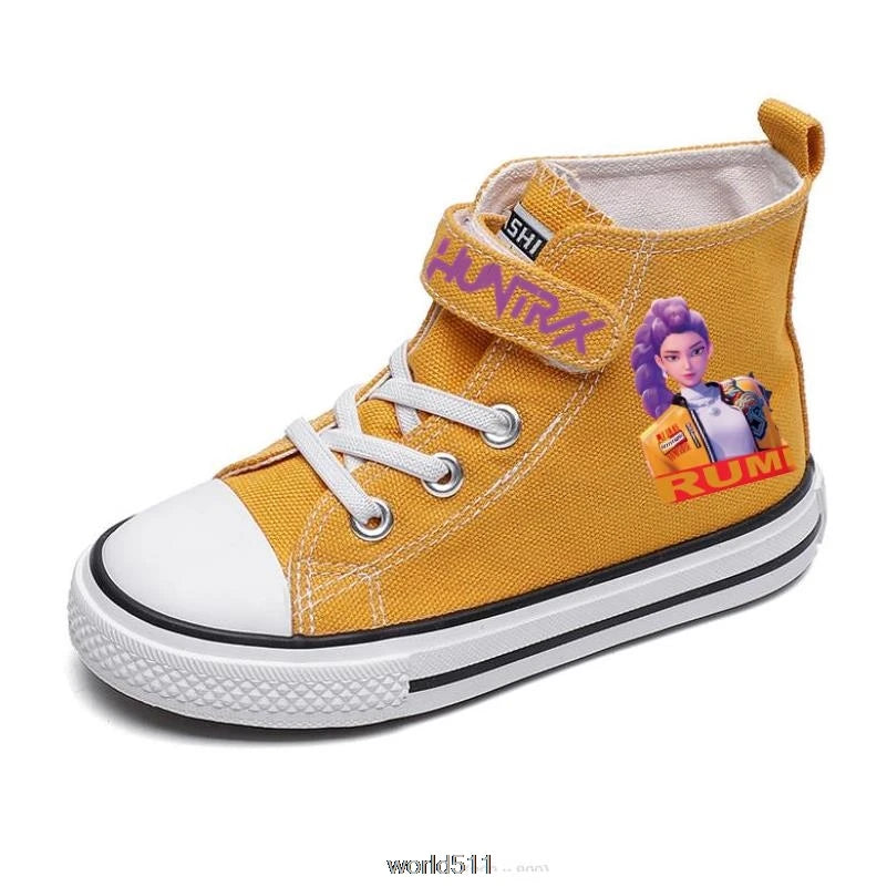 Children's Canvas Sneakers KPop Demon Hunters Fashion Student Shoes Boys Girls Outdoor Sport Shoes Sneakers Kids Casual Shoes
