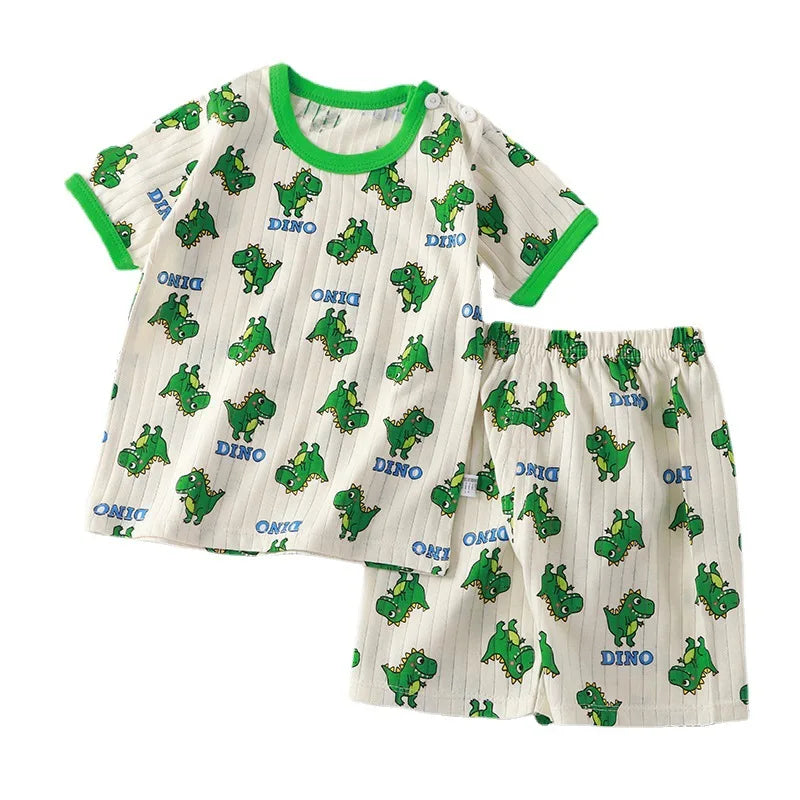 Children's summer clothing set by I YAN, includes cotton T-shirt and shorts for girls and boys, perfect casual kids' outfit.