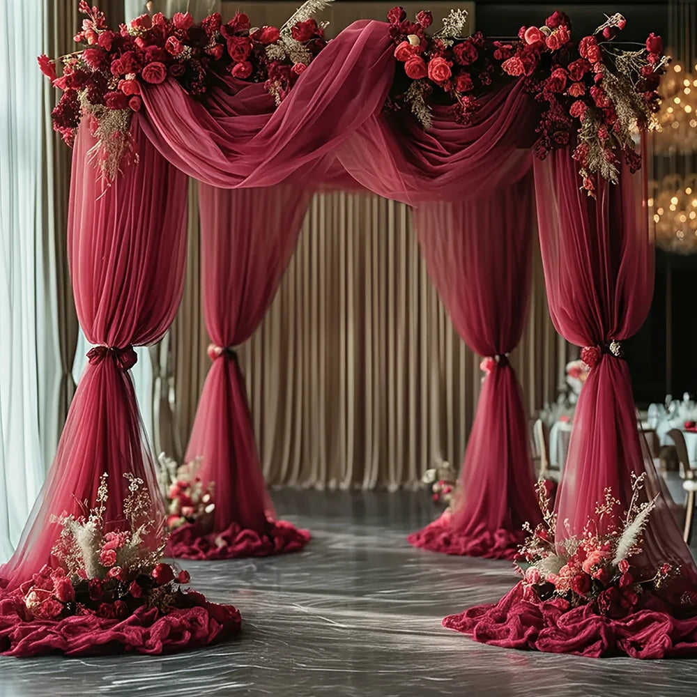 Mesh Gauze Backdrop Curtain Parties Wrinkle Free Photo Curtains Backdrop Drapes Fabric Decoration for Birthday Party Wedding