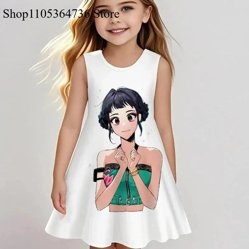 Kpop "Demon Hunter" Spring/Summer Sleeveless Dress - Cute and Playful Beach and Outdoor Children's Dress for Girls, Fashionable