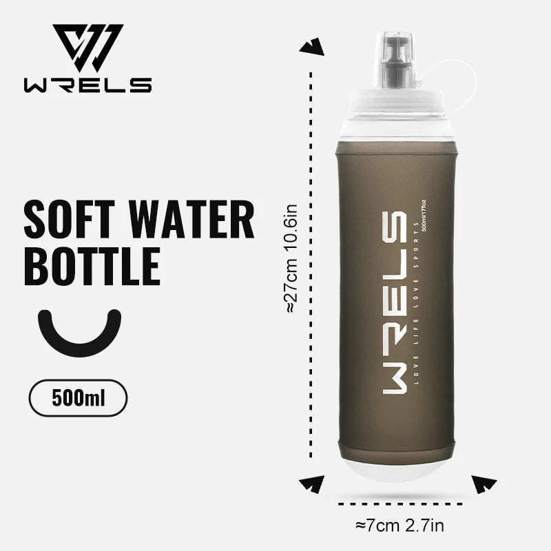 WRELS 500ML TPU Soft Folding Water Bottles BPA-Free Collapsible Sports Flasks for Hiking Climbing Camping Running Bottle