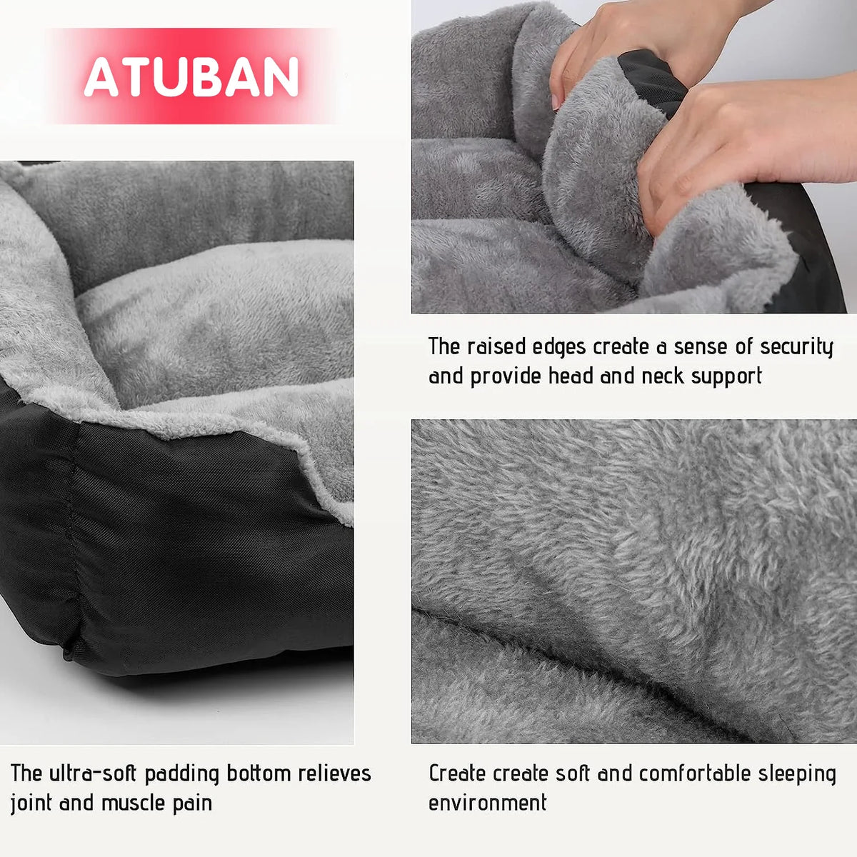 Large I YAN soft square dog sofa with elastic cushion, washable winter dog bed and kennel house accessory for medium dogs and cats