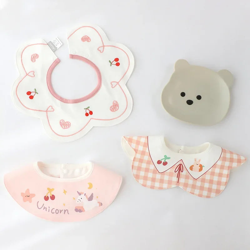3-Pack Cotton Gauze Baby Bibs | Soft Petal Print Drool Bibs for Newborns - I YAN