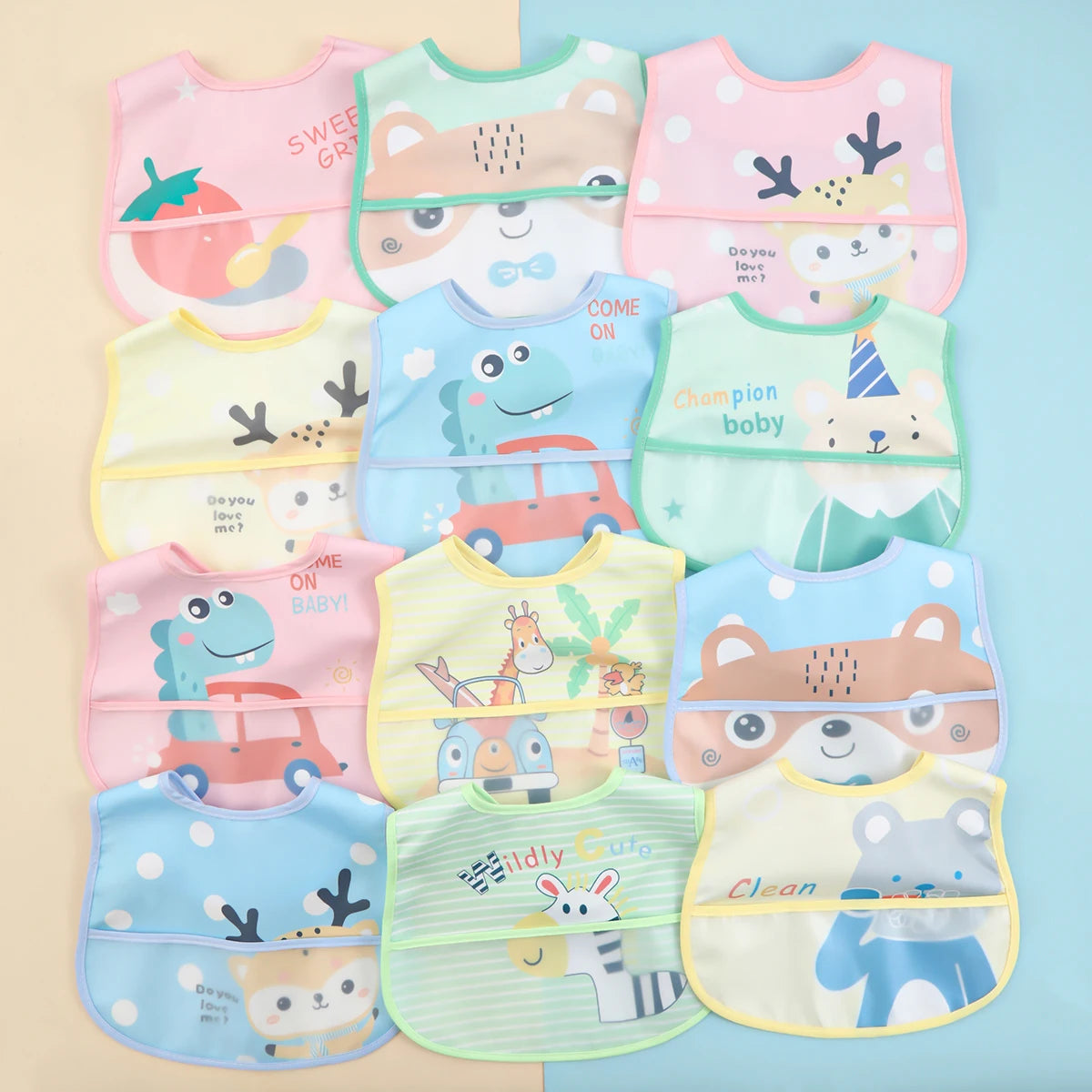 Random pattern piece set baby rice pocket baby waterproof saliva towel baby bib bib eating bib