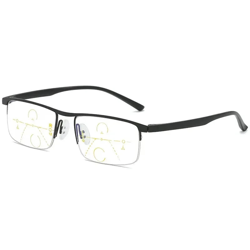 Progressive Multifocal Reading Glasses for Women and Men Anti-Blue Light Half Frame Bifocal Presbyopia Eyeglasses +100 To +400