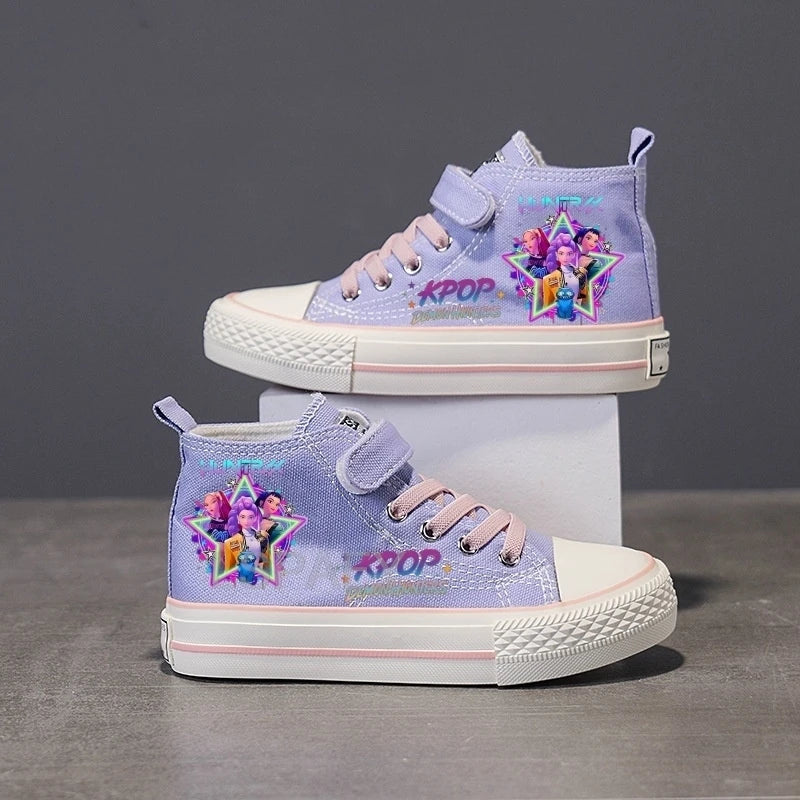 Children Casual Sneakers Girls' High-Top Canvas Shoes KPop New Student Running Kids basket Shoes Rumi Tennis Shoes