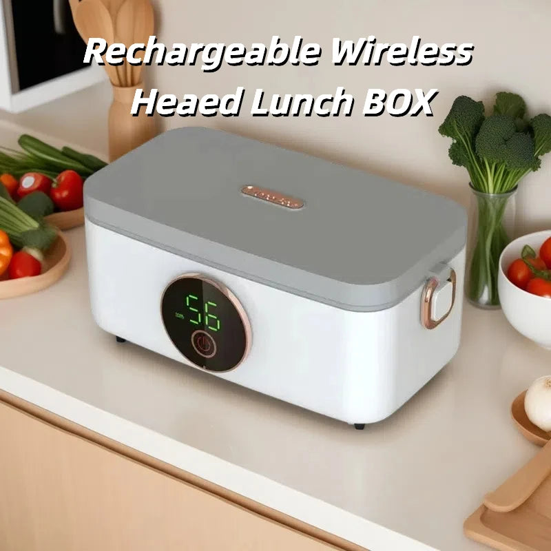 1L Capacity USB Rechargeable Portable Wireless Lunch Warmer Box Electric Cordless for Office Travel Car LED Display Type-C