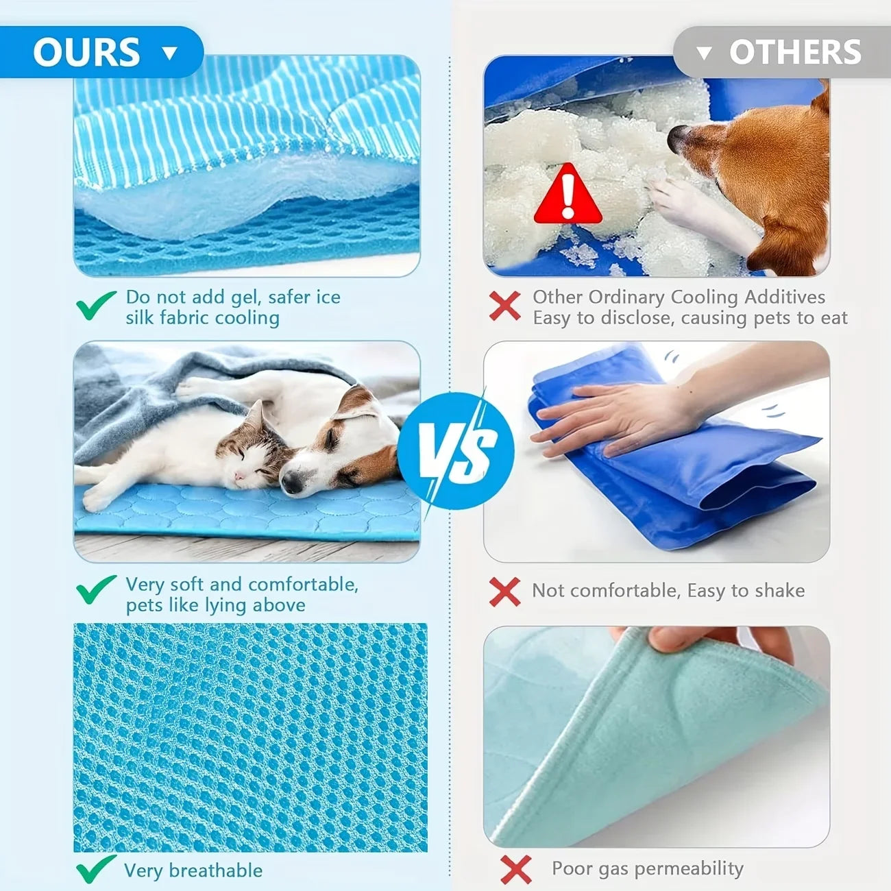 Pet Summer Cooling Mat Water Absorption Portable Cooling Gel Sleeping Pad Universal For Dog Bed Car Crate Outdoor Scratch-resistant Easy Clean