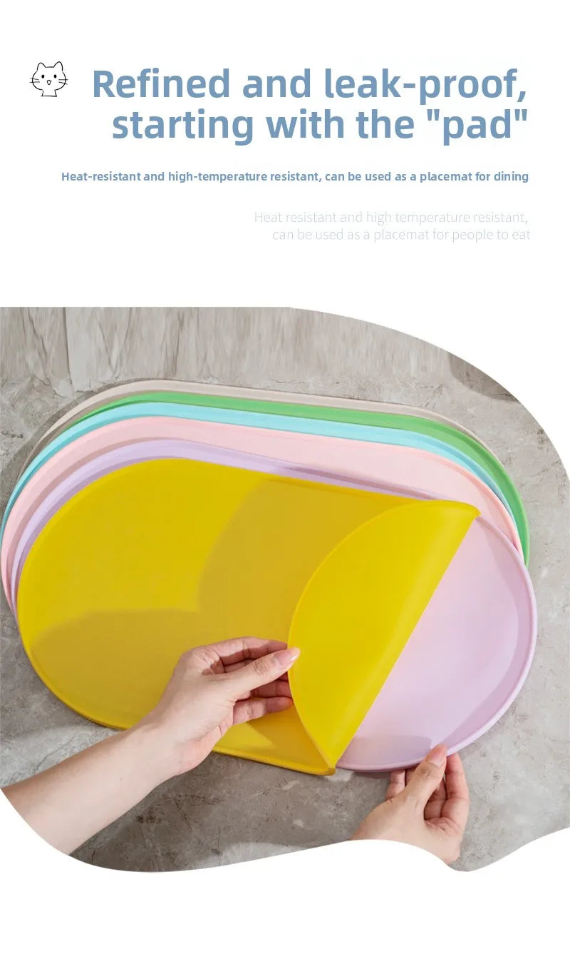 Cat Feeding Mat with Non-Slip Waterproof Design, Pet Food Mat, Compatible with Cat/Dog Bowls, Multipet Households, Dog Owners