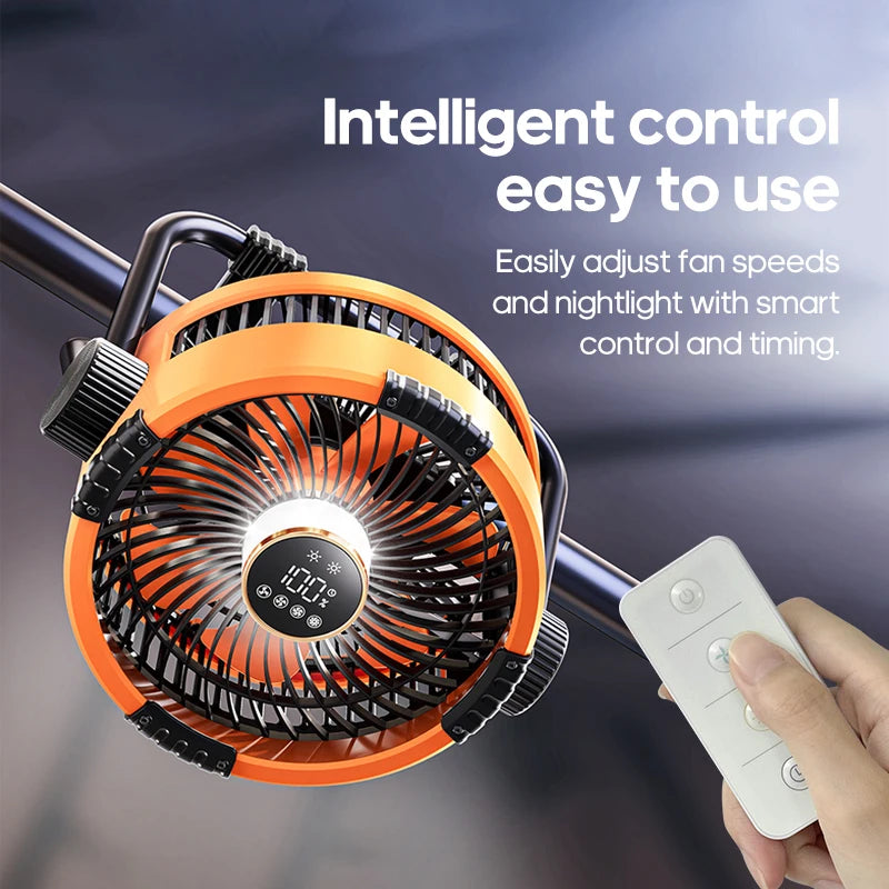 6 in 1 Desktop Fan 20000mAh Outdoor Camping Fan Air Circulator 4 Speed Adjustment Wireless Tent Ceiling Fan