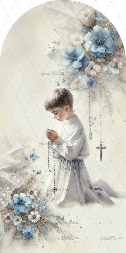 Mehofond Custom 2-Sided My Baptism Kids God Bless First Communion Party Baby Shower Cover Chiara Arch Background Decor Backdrop