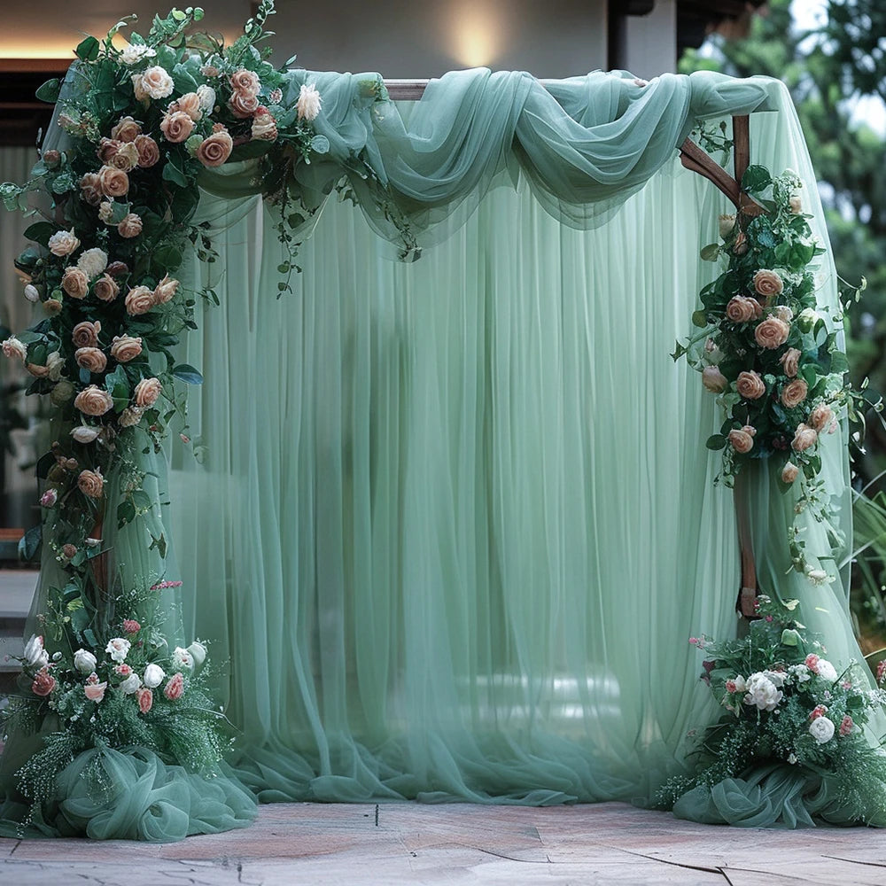 Mesh Gauze Backdrop Curtain Parties Wrinkle Free Photo Curtains Backdrop Drapes Fabric Decoration for Birthday Party Wedding