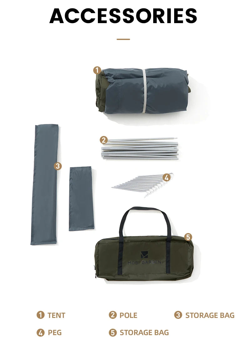 MOBI GARDEN Camping Backpacking Tent Waterproof Rainproof Hiking Silver Coated Sun Protection Easy Set Up