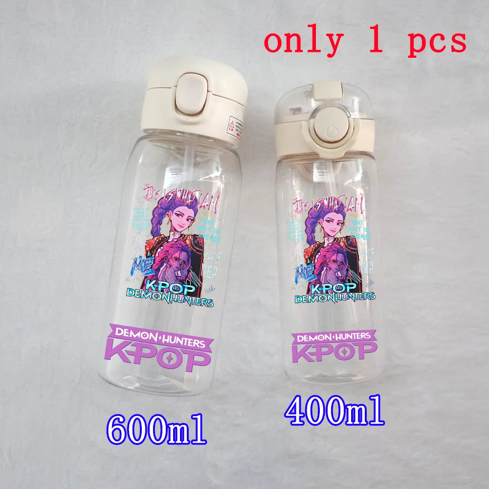 400ML-600ML Animated Movie K-Pop: Demon Hunters HUNTR/X Plastic Large Capacity Water Cup Bottle Gourde Drinking Bottle Gifts