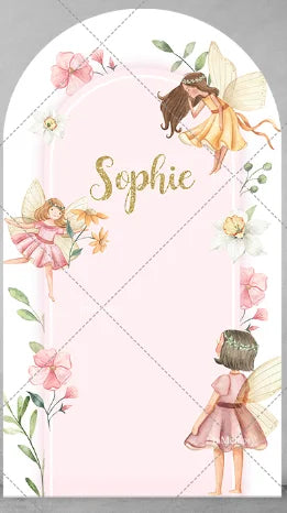 Fairy Girl 1st Birthday Party Arch Backdrop Spring Garden Pink Purple Butterfly Floral Mushroom Door Baby Shower Backgrounds