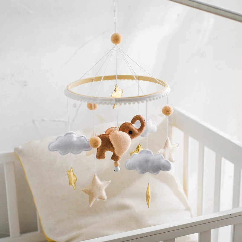 Hot Air Balloon Wooden Baby Crib Mobile – Musical Bed Bell & Rattles for Newborns 0–12M - I YAN