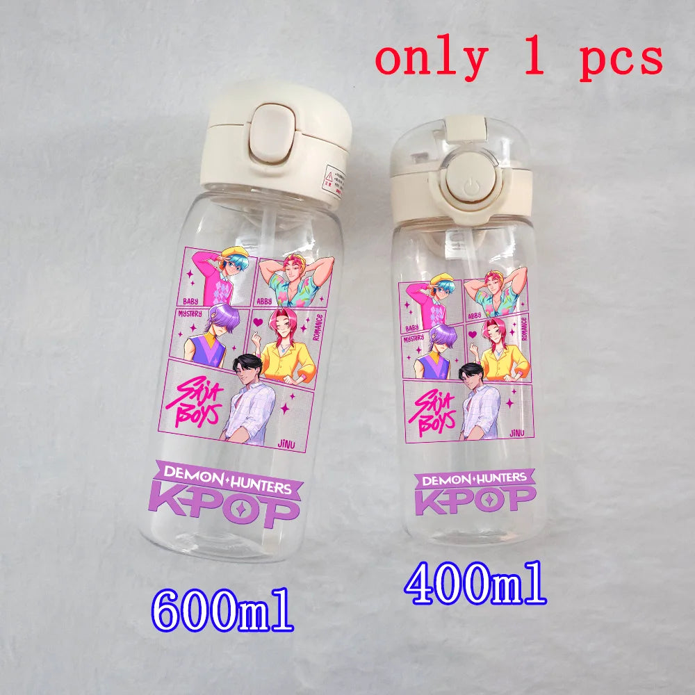 400ML-600ML Animated Movie K-Pop: Demon Hunters HUNTR/X Plastic Large Capacity Water Cup Bottle Gourde Drinking Bottle Gifts