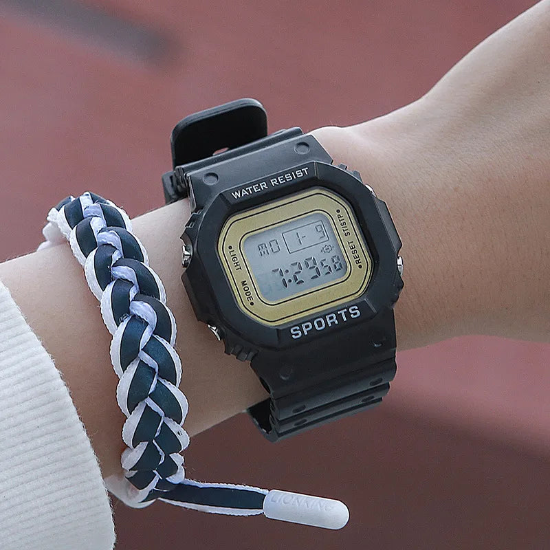 YIKAZE Sports Watch Boys Girls Student LED Electronic Watch Colorful Men Women Square Digital Watches Waterproof Rubber Clock