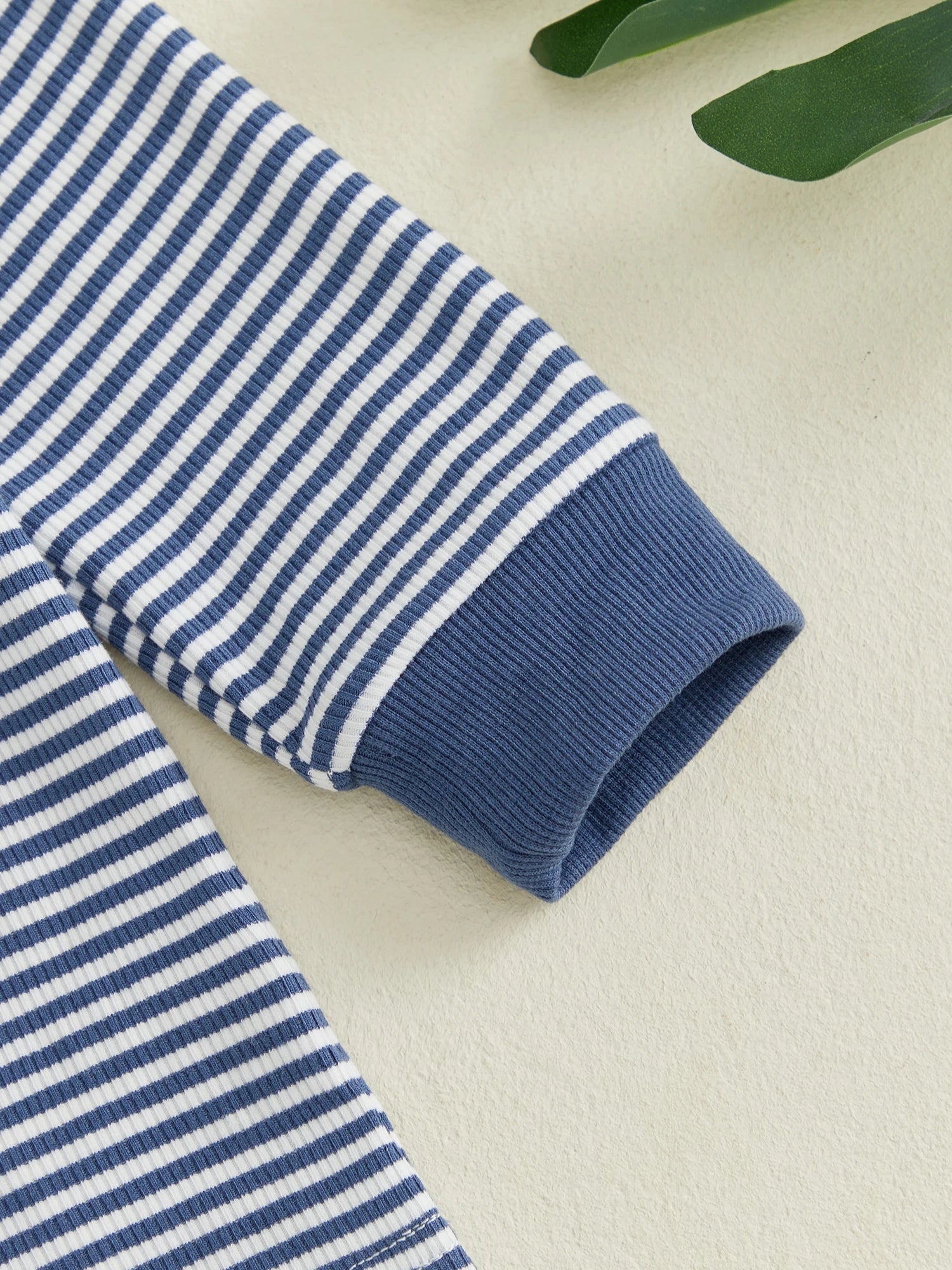 I YAN striped neck sleeve toddler crew neck shirt with embroidered bear and fall print, featuring a cozy, high-quality striped design.