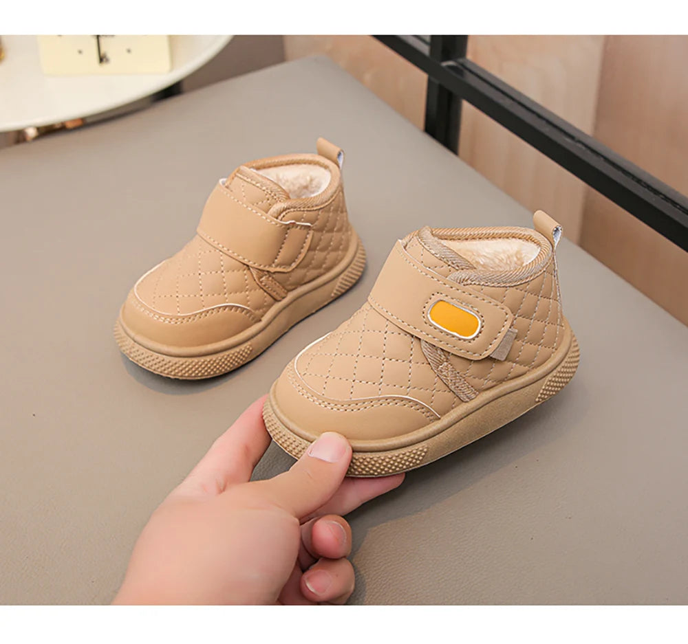 Winter Plush Boots For Children PU Leather Boy's Girl's Cotton Shoes Thick Warm Kid's Snow Boots Faux Fur Boots For Kids
