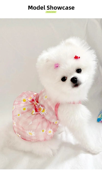 Breathable High-Value Dog Vest Summer Teddy Small Medium Dog Mesh Clothes Cool Feeling Functional Pet Clothing Daisy Pattern