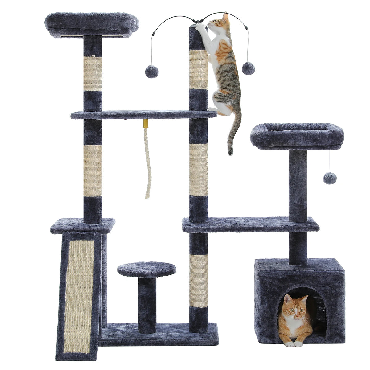 Large I YAN multi-level cat tree tower with sisal scratching posts, soft top perch, and spacious condo for indoor cats.