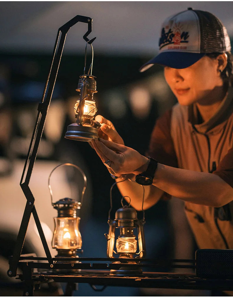 Oil Lamp Outdoor Portable Mini Camping Lantern Emotion Retro Lights for Hike Picnic Backpack Camping Supplies