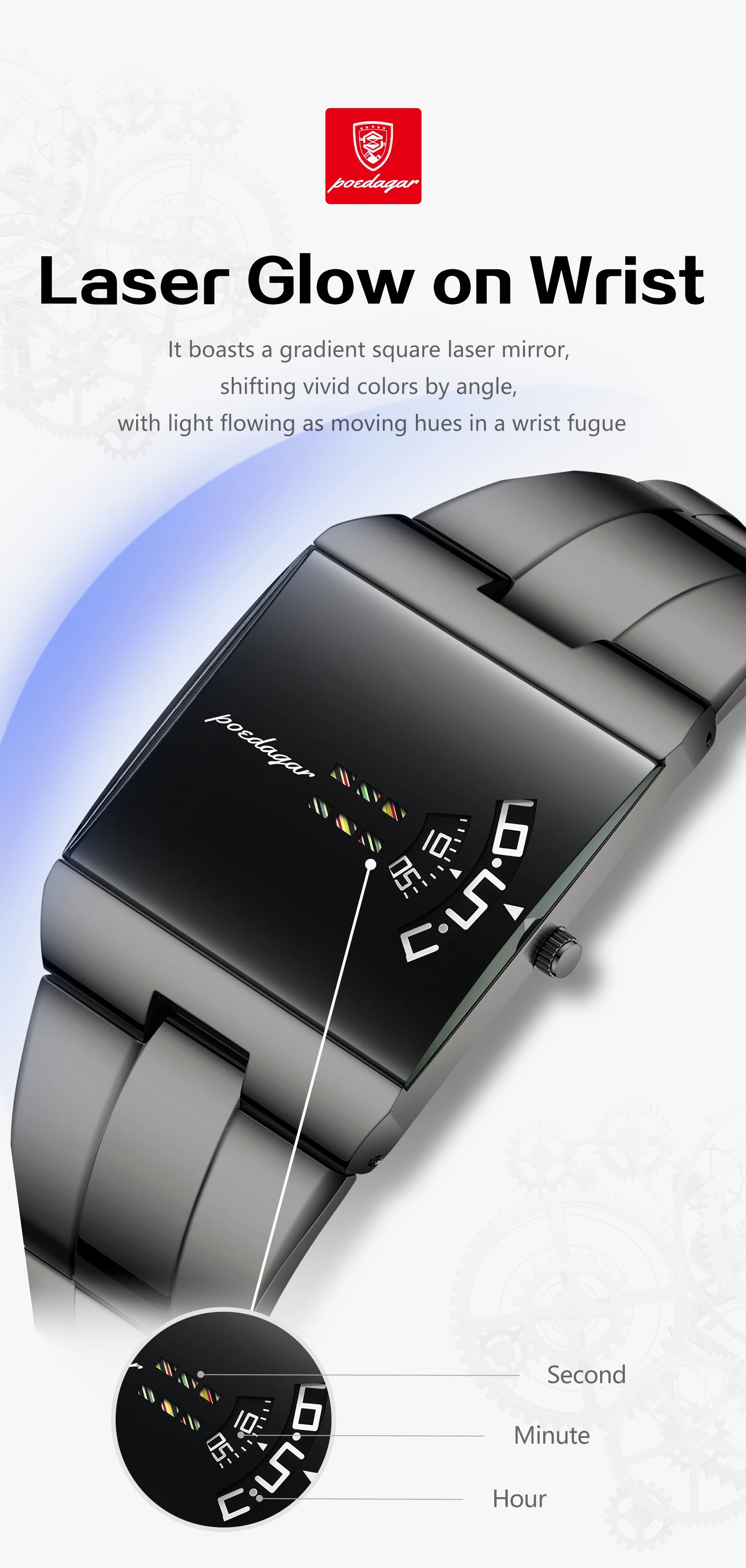 POEDAGAR Original Fashion Men Wristwatch Waterproof Business Elegant Man Clock Stainless Steel Quartz Casual Men's Watches Reloj
