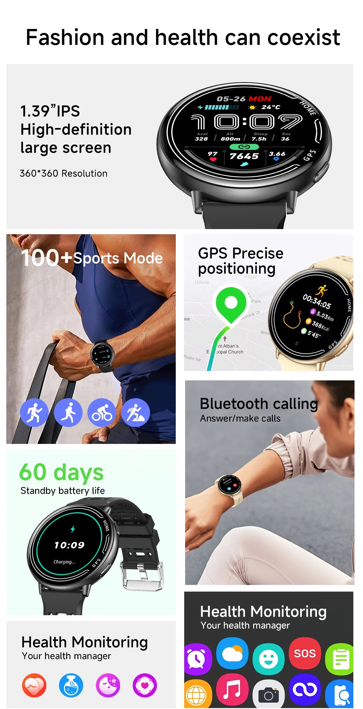 Elegant Women Smartwatch 2026 New 1.39'' AMOLED Screen Bluetooth Call Heart Rate Women's Health IP68 Waterproof Fashion Watches