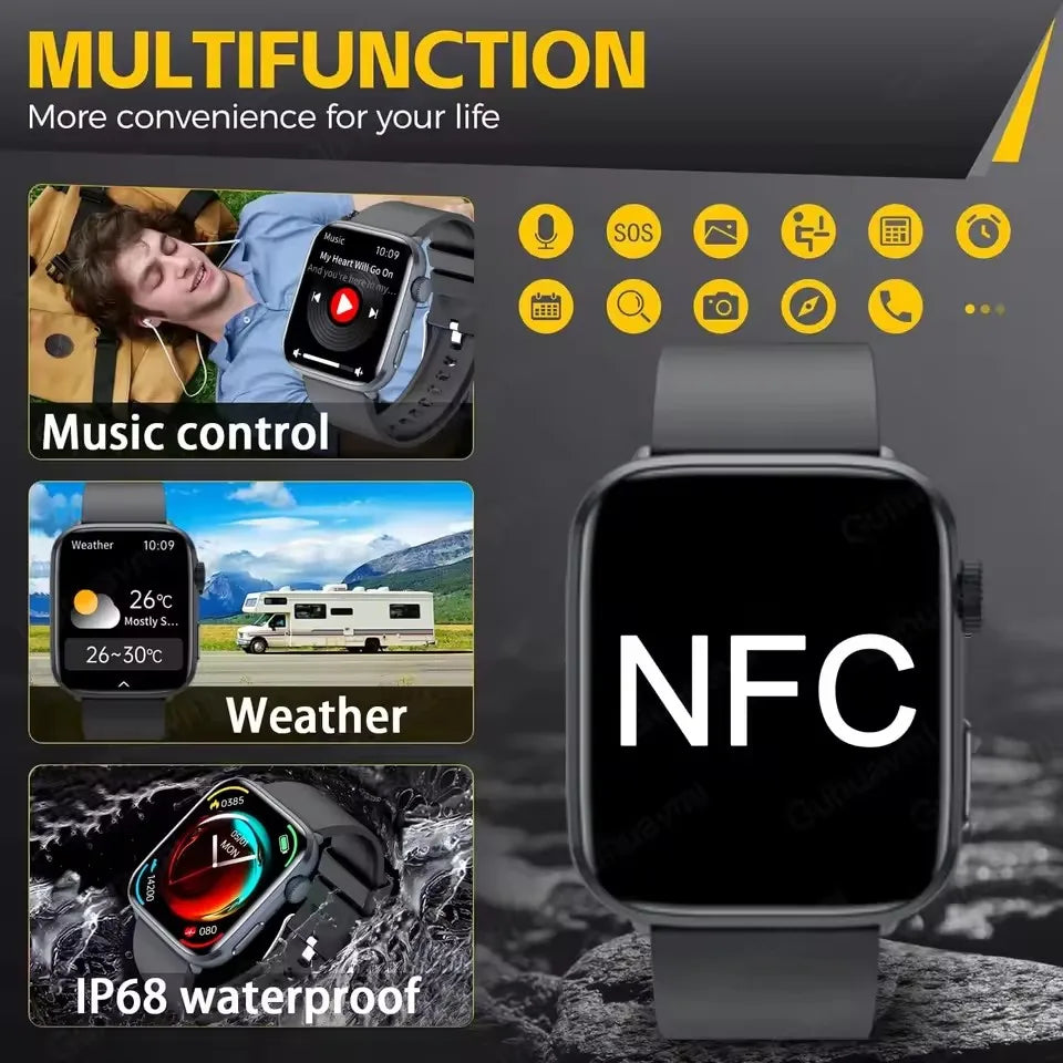 New Fashion NC SmartWatch For Men 1.85'' 240*284 AMOLED Screen Bluetooth Call Health Monitor Waterproof Sport Smartwatches Women