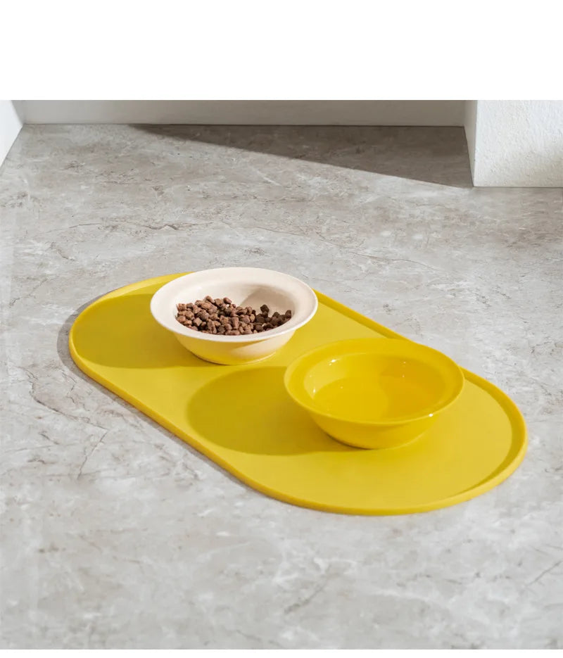 Cat Feeding Mat with Non-Slip Waterproof Design, Pet Food Mat, Compatible with Cat/Dog Bowls, Multipet Households, Dog Owners