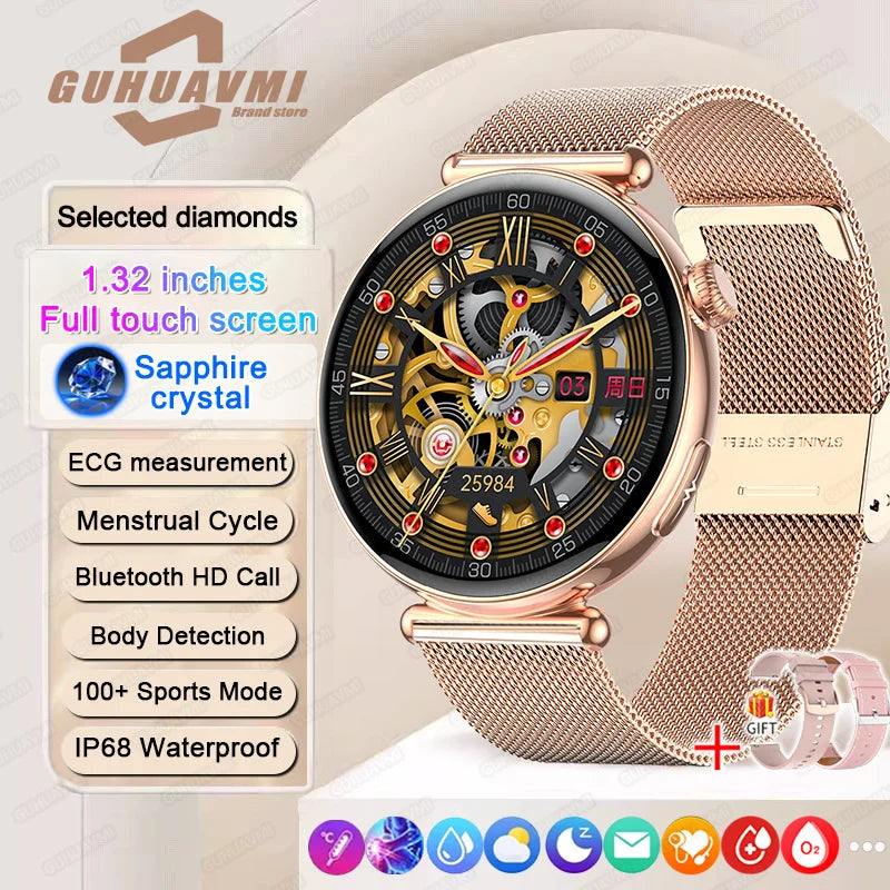 NEW 1.32inch Women Smartwatch AMOLED Screen ECG Sport Watch Blood Pressure Micro physical examination AI dial Health Smart Watch